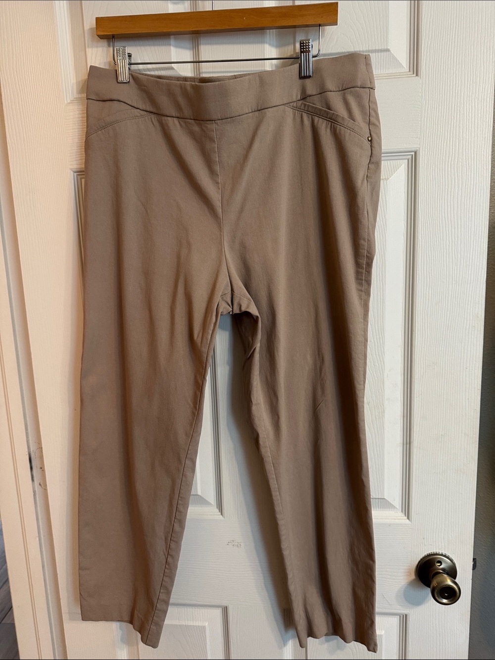 Briggs New York Cropped Straight-Leg Pants in Taupe